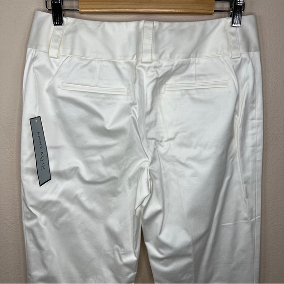 NEW Anne Klein White Sateen Straight Leg Pants Neutral Coastal Size 4 - Picture 5 of 10